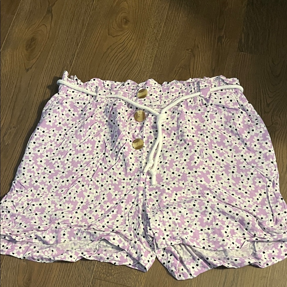 Chic Lavender Polka Dot High Waist Women's Shorts